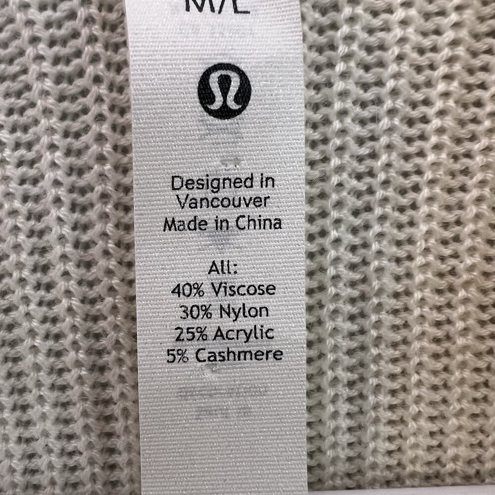 Lululemon Women's Cashlu Knit Textured Wrap Sz M L Cream - Picture 11 of 16